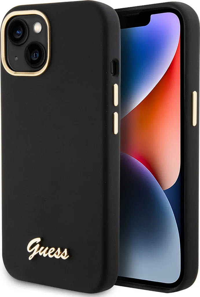 Coque Guess iPhone 15 Plus & 14 Plus Noire avec Logo et Cadre Métal