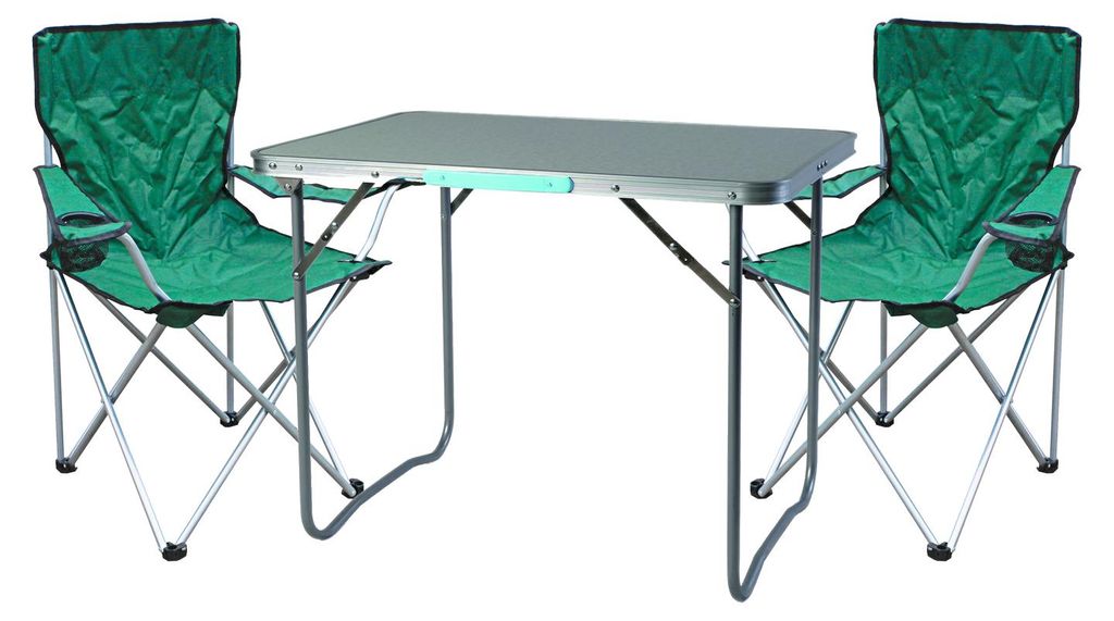 3-teiliges Campingmöbel Set Grün 2x stuhl inkl. Tasche + 1x Tisch