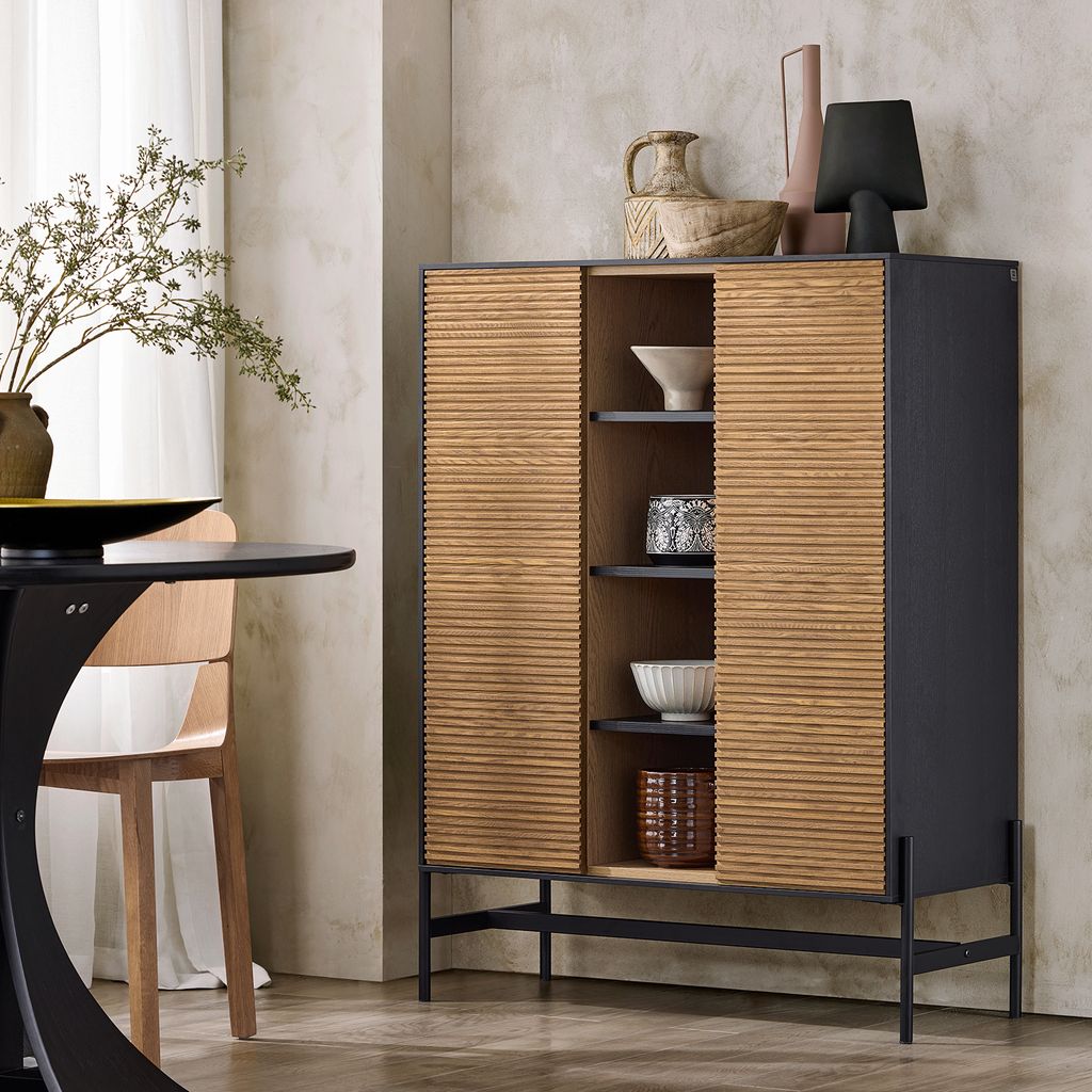 SoBuy HFSB04-SCH Sideboard Küchenschrank Kommode Schrank Flurschrank Buffet Schuhschrank Küchekommode Aufbewahrungsschrank Schwarz BHT ca. 92x119...