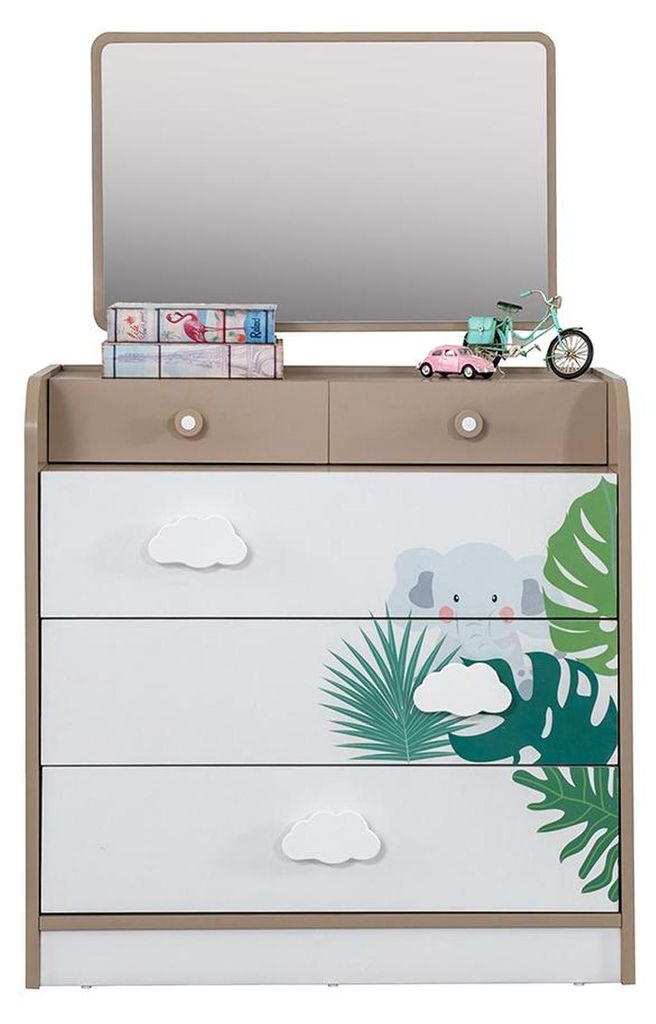 Kommode mit Spiegel Möbel Jugendzimmer Braun Kommode mit Spiegel Holz