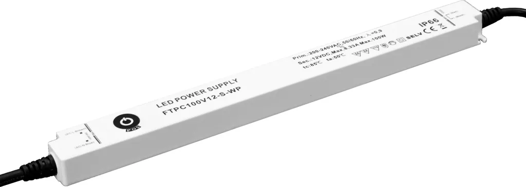Alimentation LED 12V 8,33A 100W Slim IP66 pour Rubans Extérieurs