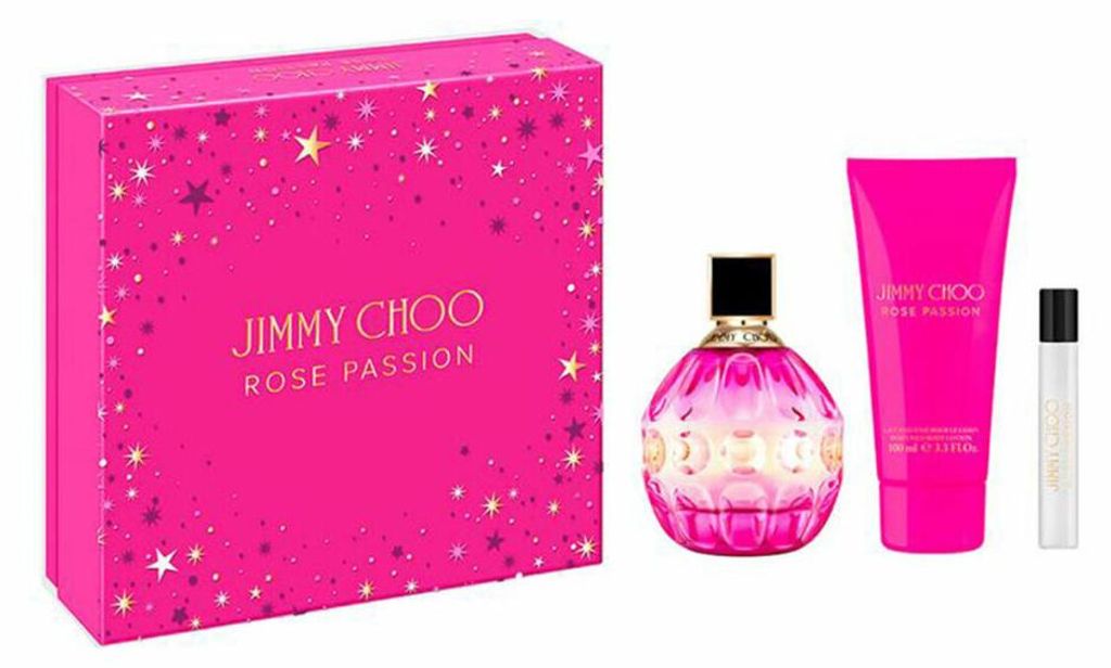 Jimmy Choo Jimmy Choo Rose Passion Geschenkset – 100 ml Eau de Parfum Spray + 7,5 ml Eau de Parfum + 100 ml Körperlotion – Geschenkset für Fr...