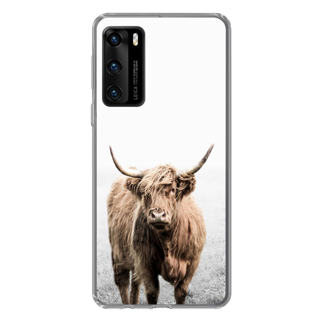 MuchoWow Handyhülle Schutzhülle Hülle für Huawei P40 Schottischer Highlander - Vlies - Kuh Silikon Softcase Handy Hülle - Handytasche