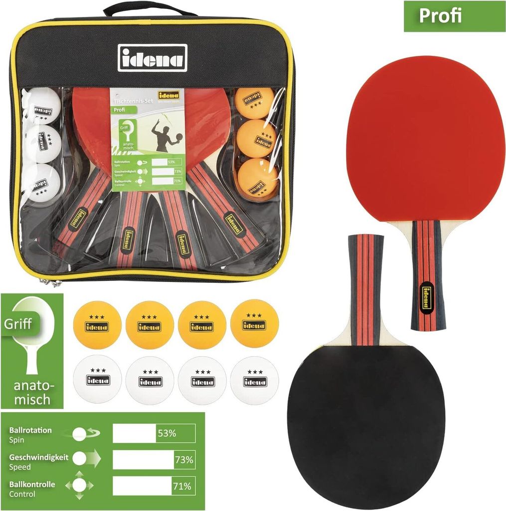 Tischtennis-Set 4 Schläger 10 Bälle,