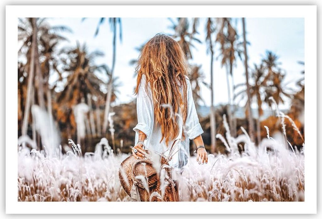Poster - Poster ohne Rahmen - Wiese Frau Gras - 91,5x61 cm - Wand Bild - Wanddeko - Wandbilder - Kunstposter - Wandposter - Bilder - Kunstdruck - W...