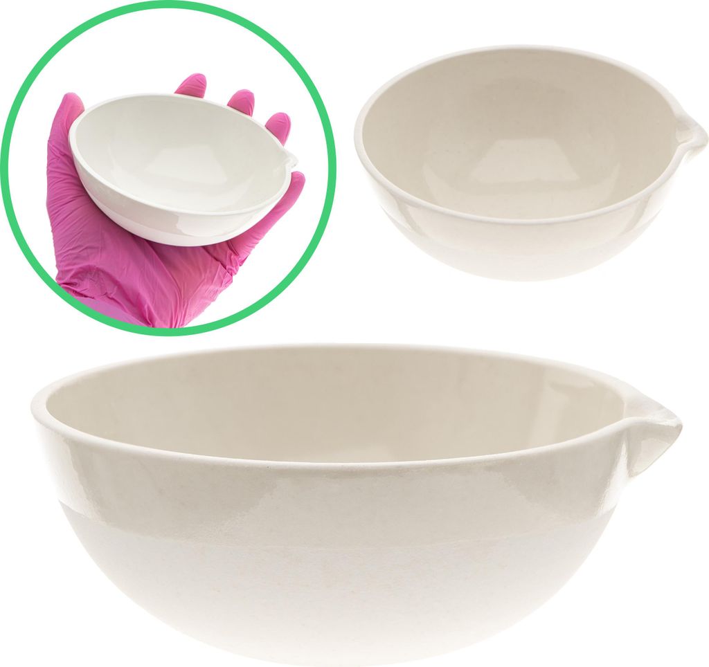 Dampfschale, Porzellanschüssel mit rundem Boden, Inhalt 250 ml, mit Ausguss, glasiert