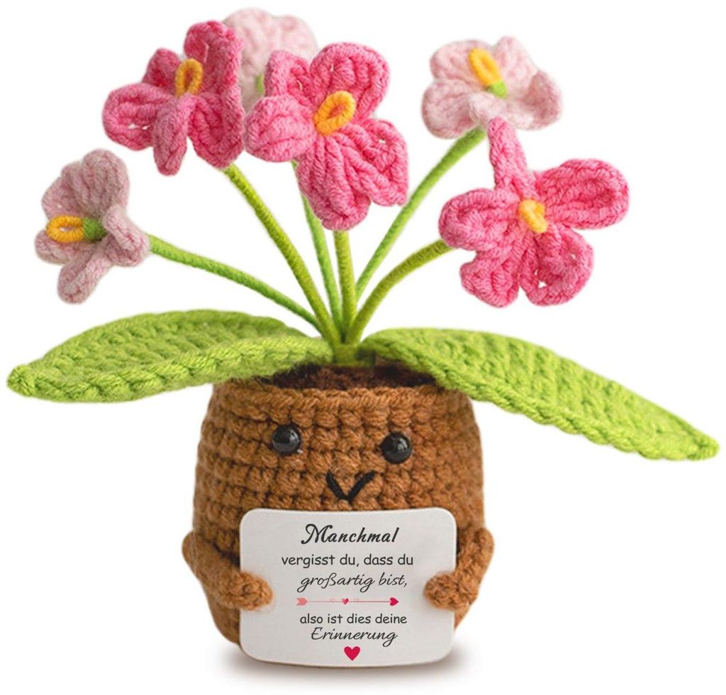 Handgefertigte Mini-Blume – Häkelblume, Dekoration, Geschenkidee, Rosa