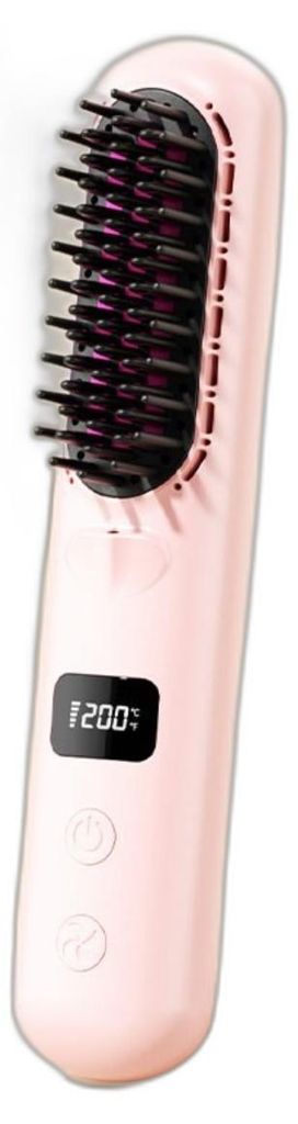 INF Kabelloser Kaltluft-Glätter- und Lockenkamm mit LCD-Digitalanzeige, nass/trocken Styling und 3 Temperatureinstellungen Rosa