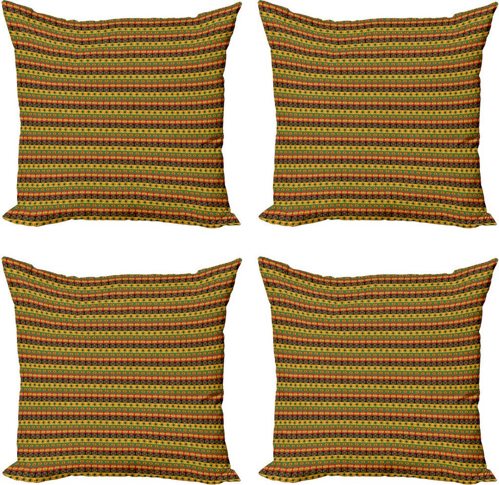 ABAKUHAUS Stammes Kissenbezug Set (4 Stück), Klassische Motive, Moderner Doppelseitiger Digitaldruck, 50 cm x 50 cm, Mehrfarbig