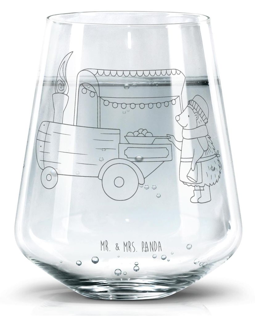 Mr. & Mrs. Panda Glas Igel Maronen - Transparent - Geschenk, Becherglas, Tumbler, Trinkgefäß, Kastanien, Duft, Weihnachten, Saftglas, Weihnachtsm...