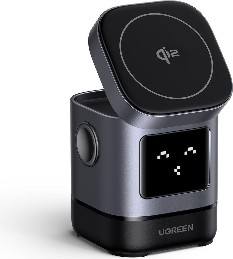 2-in-1 Charging Station - UGREEN - Robot - Qi2 - Black Immagine del prodotto 