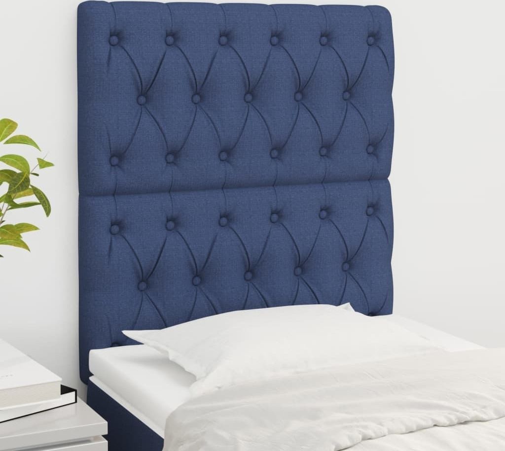 The Living Store Kopfteile 2 Stk. Blau 80x7x78/88 cm Stoff