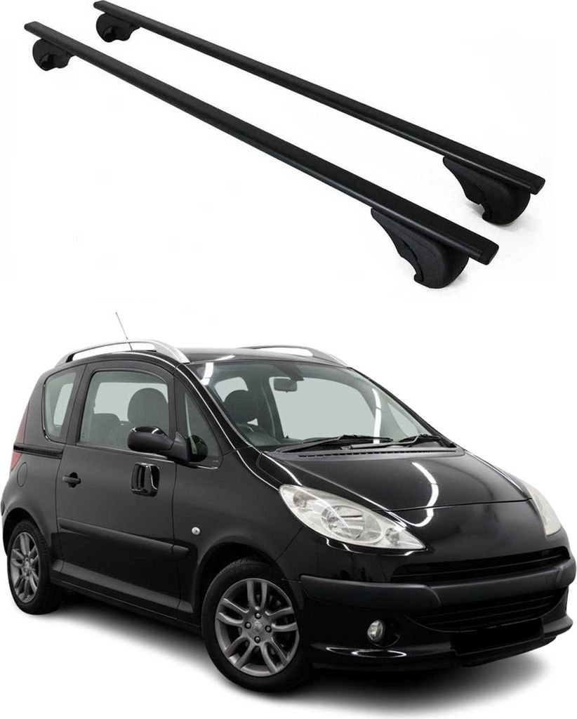 Dachträger Grundtäger für Peugeot 1007 2004-2009 75kg Metall Schwarz 2 tlg