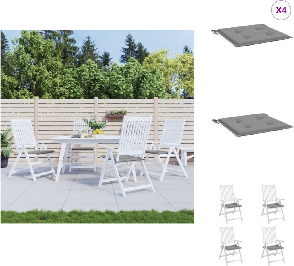 vidaXL Gartenstuhl-Kissen 4 Stk. Grau 40x40x3 cm Oxford-Gewebe - Sitzpolster