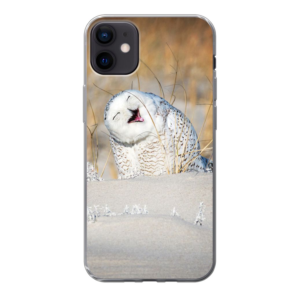 MuchoWow Handyhülle Schutzhülle Hülle für iPhone 12 mini Eule - Schnee - Düne Silikon Softcase Handy Hülle - Bild