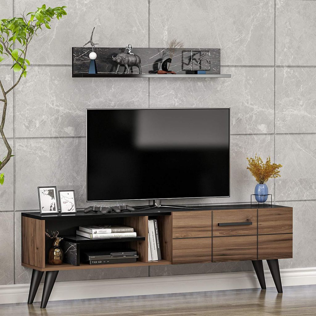 HOMIDEA Nora: mobile TV basso, mobile TV, parete TV con Immagine del prodotto 