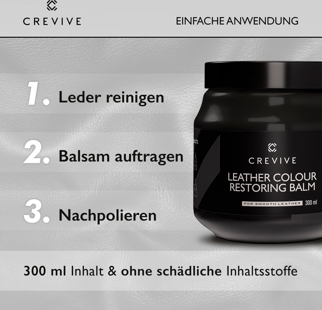 CREVIVE Lederreiniger 250 ml & Leder Reparatur Set Schwarz Produktbild 4