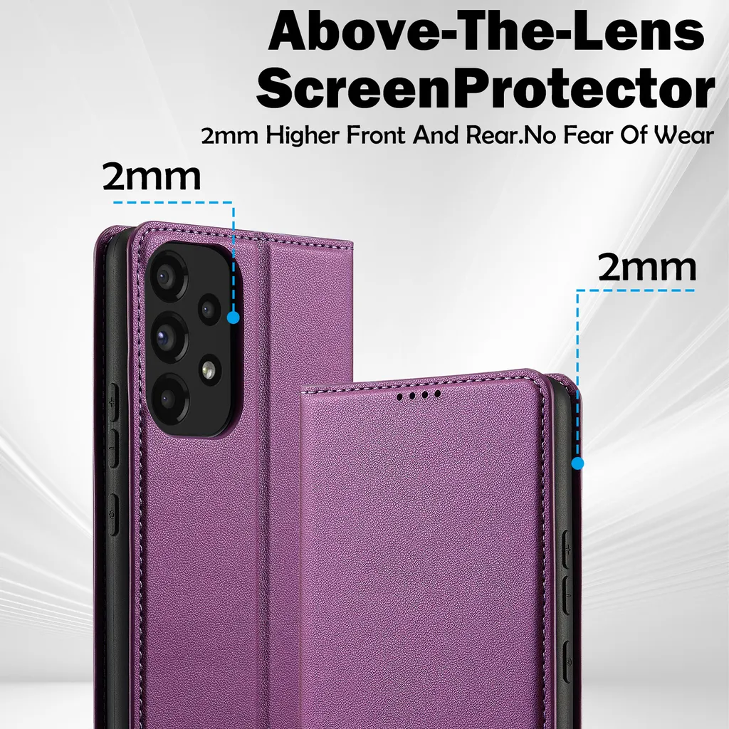 Custodia magnetica in pelle flip per Samsung Galaxy A53 5G, con slot per schede e funzione stand Purple - 4