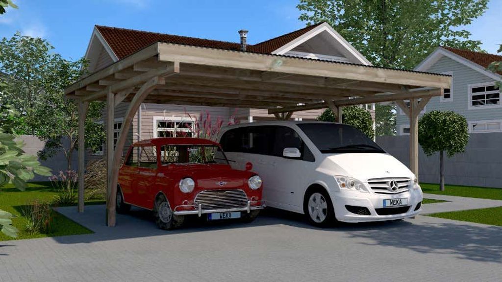 WEKA Flachdach-Doppelcarport 616 aus Holz Carport Produktbild 
