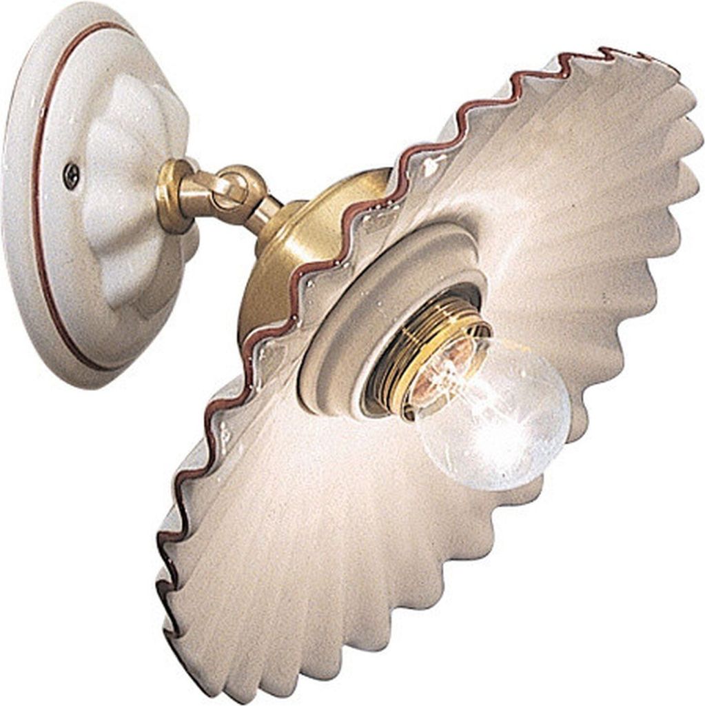 Spot Lampe Metall Keramik verstellbar in Weiß Braun Messing matt E27 rund Landhaus Keramiklampe