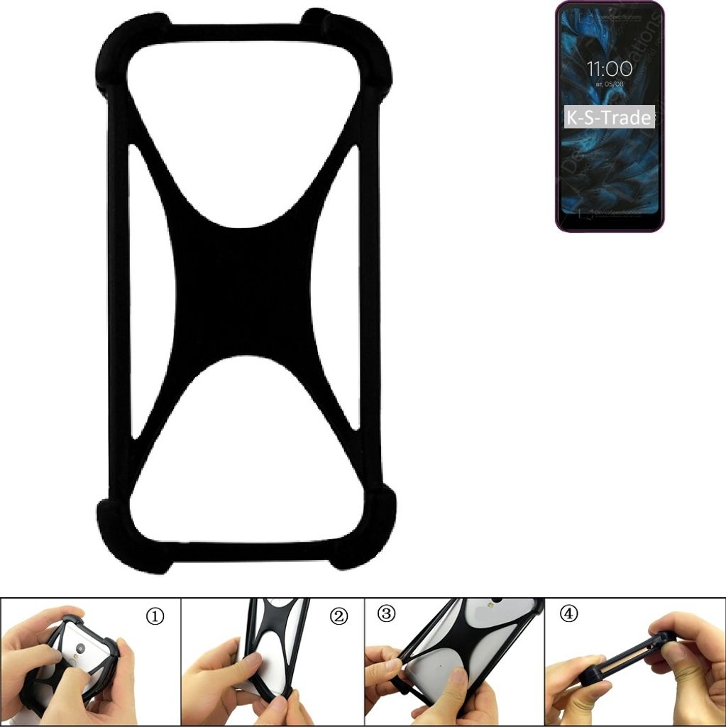 K-S-Trade Handy-Hülle Schutz-Hülle kompatibel mit BQ Mobile BQ-6353L Joy Silikon Bumper TPU Softcase Smartphone Stoßschutz, schwarz