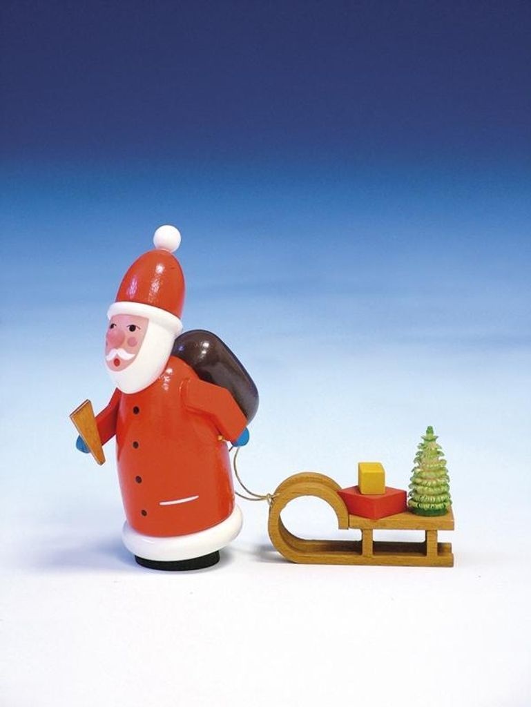 Weihnachtsfigur Weihnachtsmann mit Eisenbahn bunt Länge 11 cm NEU