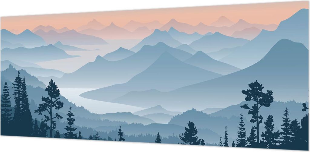 Wandtapete - Dekorative Tapete für Wohnzimmer- Tapetenfolie für Wanddekoration - 208x146 cm - Bergpanorama