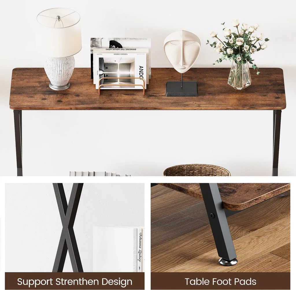 Console étroite pour petit couloir solution gain de place bois et métal