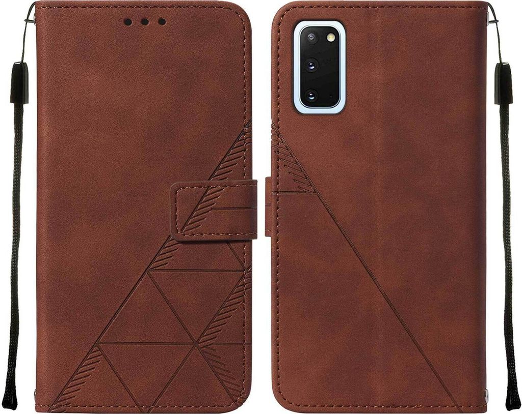 Galaxy S20 Hülle, Schlank Prägung Flip Leder Kartenfächer Schutzhülle mit Ständer für Samsung Galaxy S20 Braun