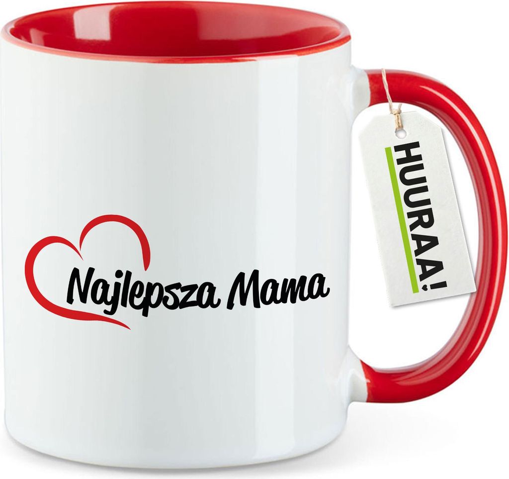 Huuraa Kaffeetasse Najlepsza Mama Serce 330ml Rot Keramik Kaffeebecher Geschenkidee