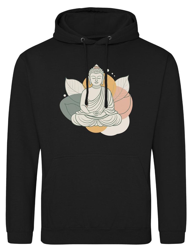 Huuraa Uni Hoodie Buddha Buddhismus XXL Deep Black Vegan Sweatshirt Geschenkidee
