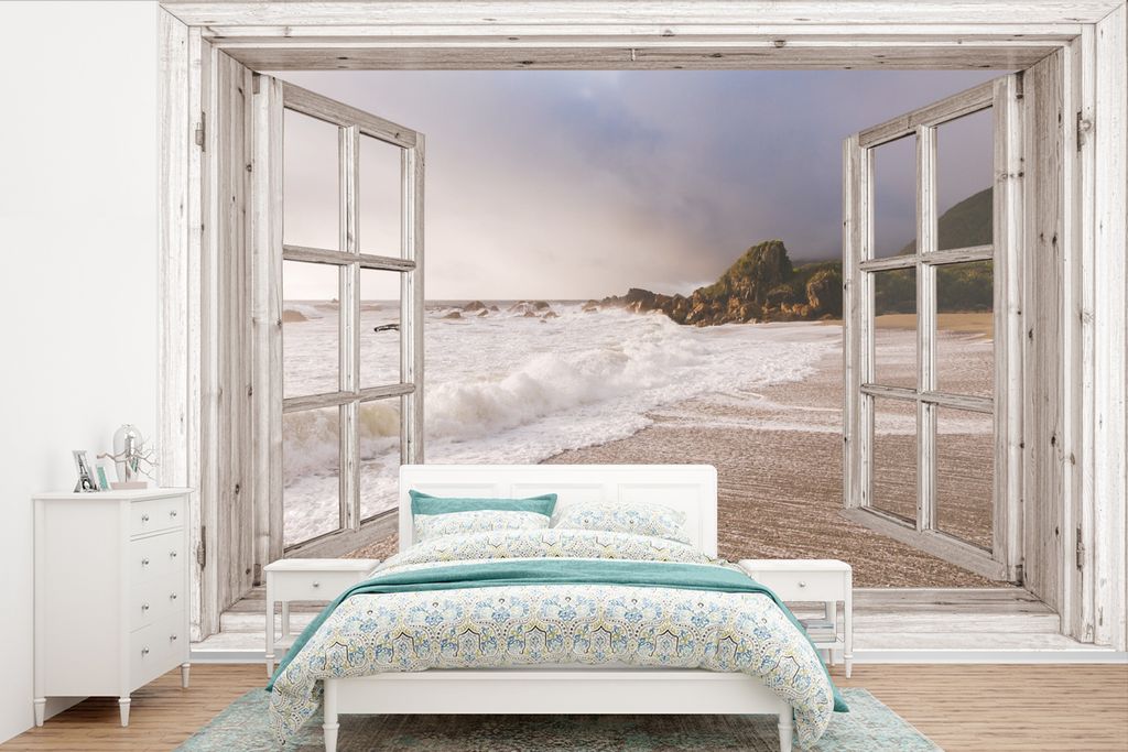 MuchoWow Fototapete für Wohnzimmer oder Schlafzimmer Wandtapete Vinyl Motivtapete Aussicht - Strand - Meer - 390x260 cm - Papiertapete