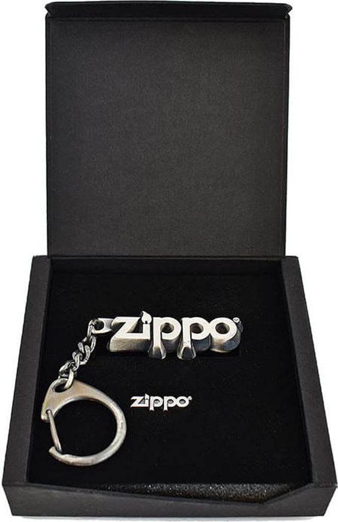 Zippo Schlüsselanhänger & Anstecknadel-Set, edles Geschenkset aus Metall
