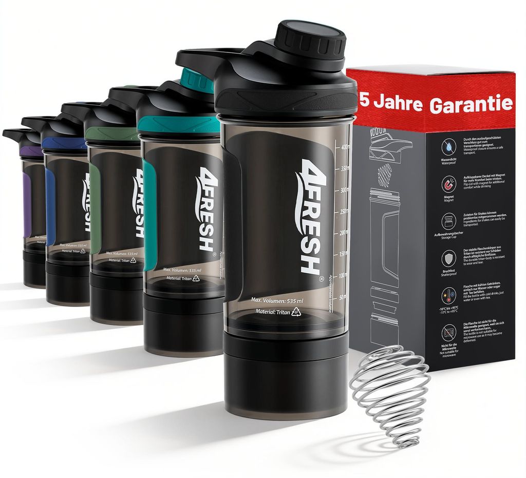 Fľaša na pitie 4FRESH Shaker – čierna, 500 ml Obrázok produktu 