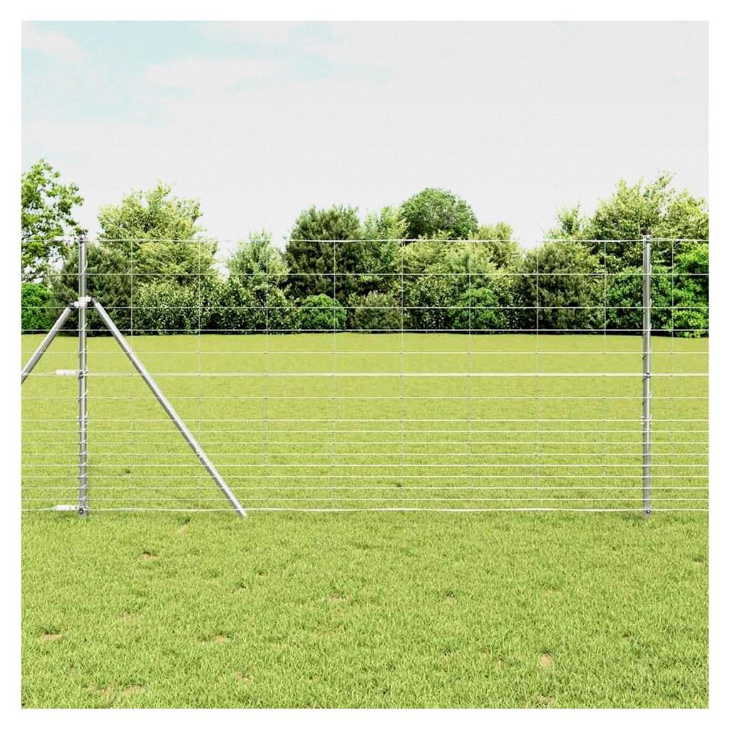 Feldzaun 1,2 x 10 m aus feuerverzinktem Stahl, Zaunstangen Maschendrahtzaun für Garten, Hühnerstall und Weidezaun