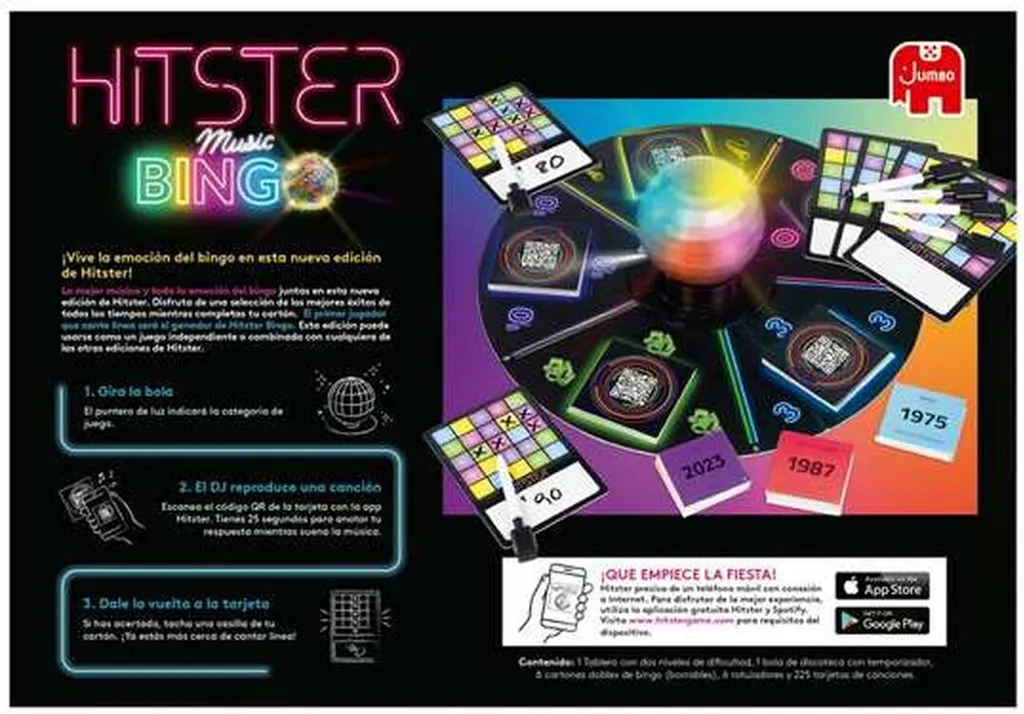 Jeu Diset Hitster Bingo interactif avec 300 tubes et application mobile