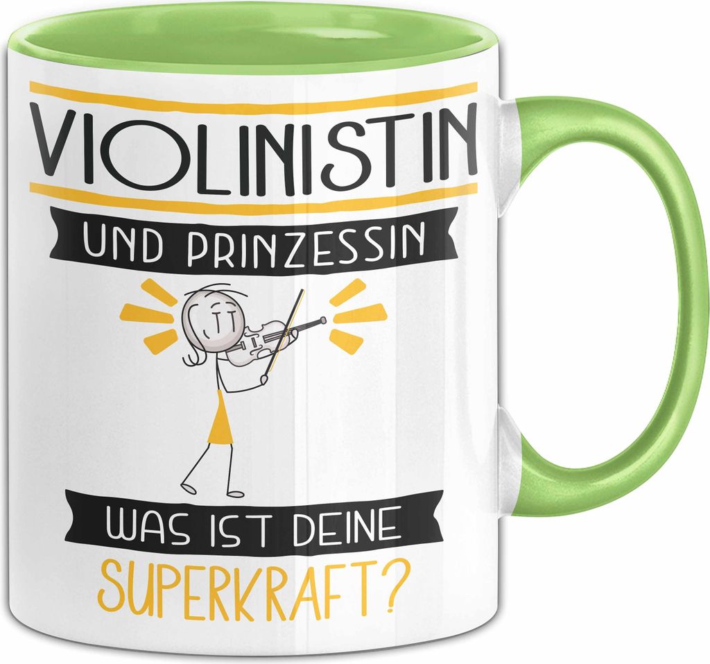 Violinistin Und Prinzessin Tasse Geschenk Für Eine Violinistin Geburtstag Was Ist Deine Superkraft (Grün)