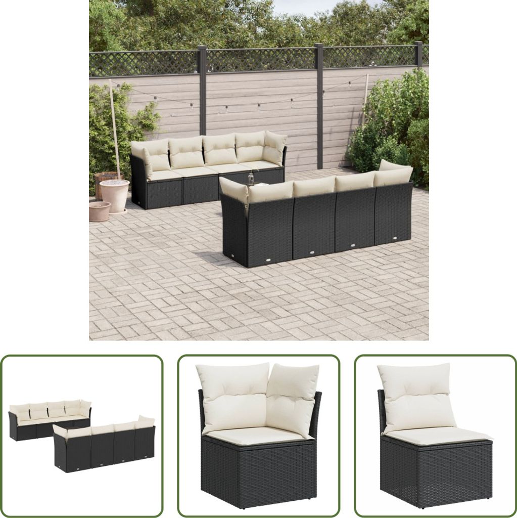 The Living Store 9-tlg. Garten-Sofagarnitur mit Kissen Produktbild 