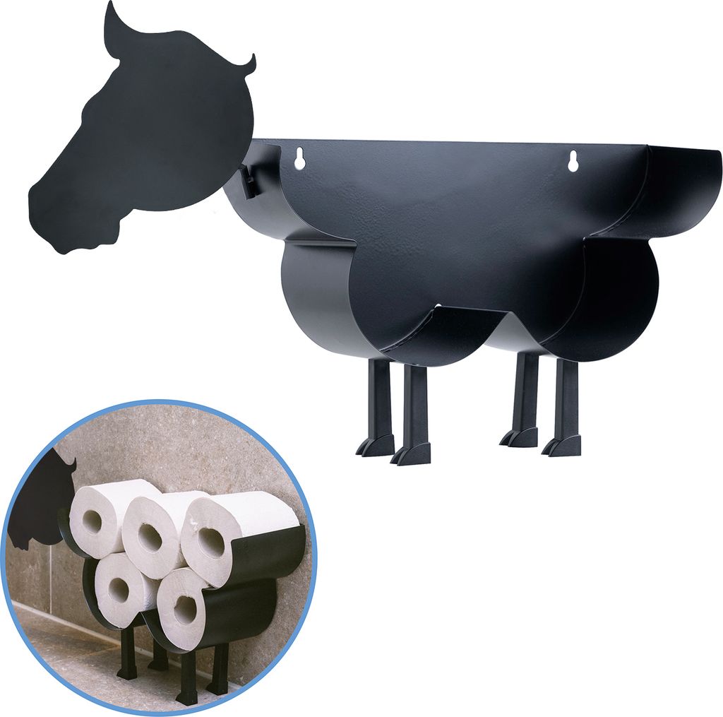 Sanics Ersatzrollenhalter Freistehend – WC-Papierhalter Hängend – Wandhalter – Pferd – Schwarz