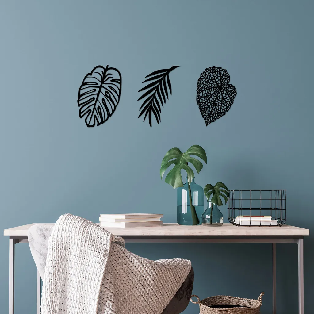Décoration Murale Design en Métal 100% Noir Mat Wallity 21 x 32 cm