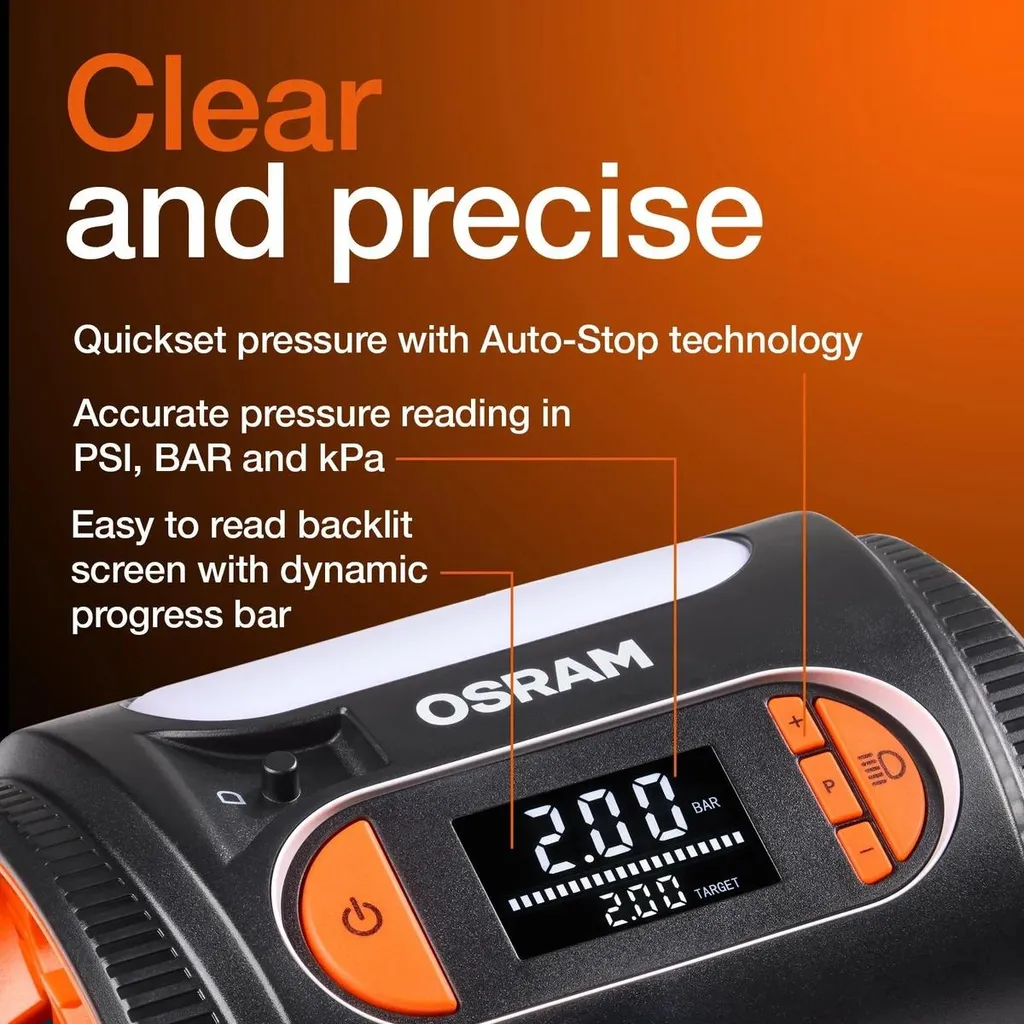 Compressore Portatile Pneumatici OSRAM 2120 Display LCD Auto e Moto 12V - 4