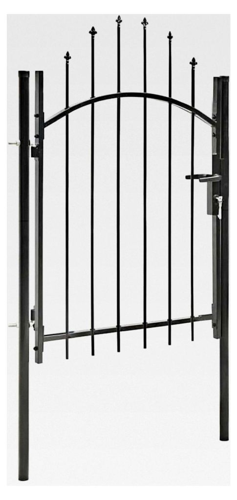 Gartentor Stahl 1x1,75 m Schwarz, Sicherheits-Hoftor für Einfahrten und Zäune