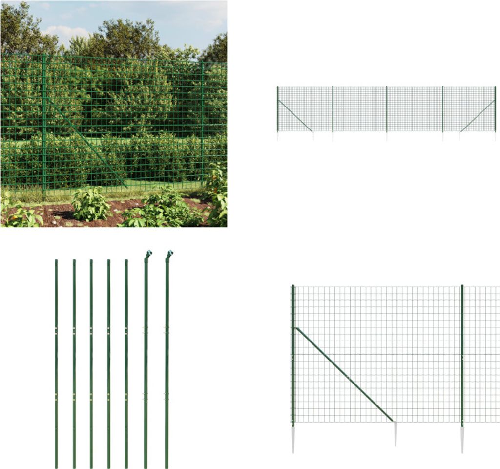 vidaXL Maschendrahtzaun mit Bodenhülsen Grün 2,2x10 m - Maschendrahtzaun - Maschendrahtzäune - Gartenzaun - Drahtzaun