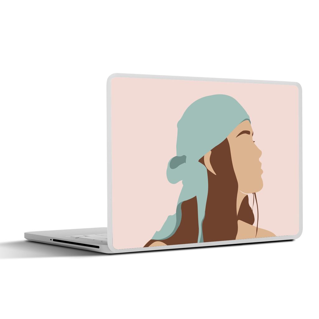 MuchoWow Laptop Aufkleber Sticker Cover Sommer - Frau - Kopftuch - Abstrakt 36.5x27.5 cm - Laptop-Sticker