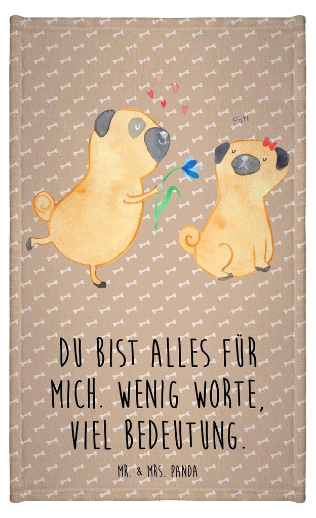 Mr. & Mrs. Panda Gästehandtuch Mops Verliebt - Hundeglück - Geschenk, Frotteehandtuch, Hund, Handtuch Klein, Liebe, Baumwollhandtuch, Hundespruch...