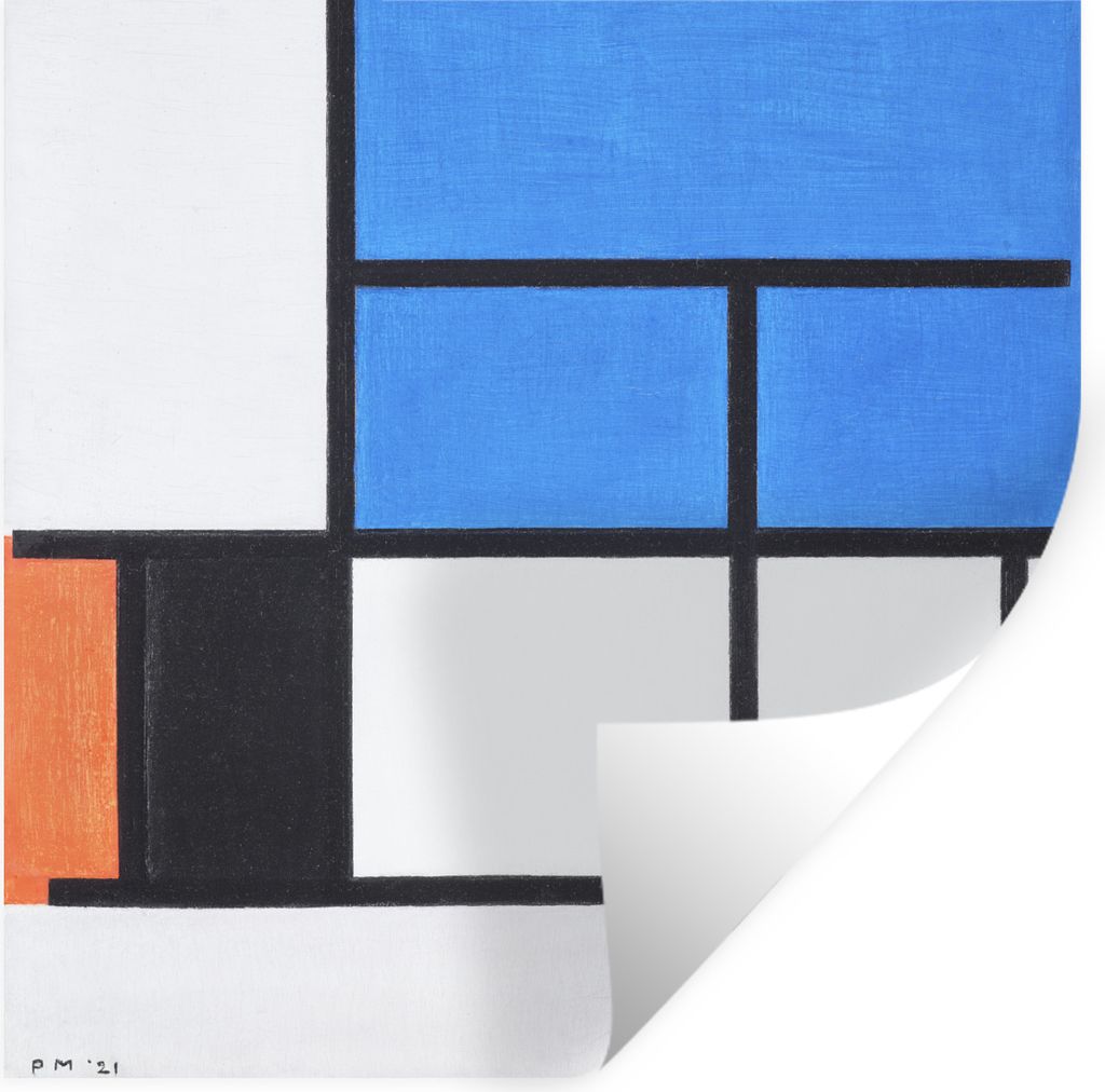 MuchoWow Wandtattoo Wandsticker Wandaufkleber Komposition mit Blau, Rot, Schwarz, Gelb und Grau - Piet Mondrian 80x80 cm Selbstklebend und Reposi...