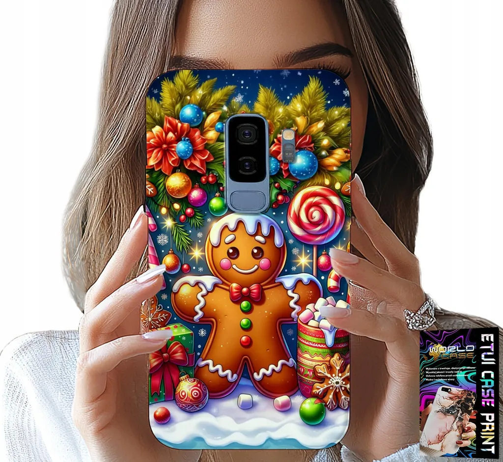 Custodia Per Samsung Galaxy S9 Plus - Pan Di Zenzero, Disegni Natalizi Caramellati + Foglio Di Alluminio