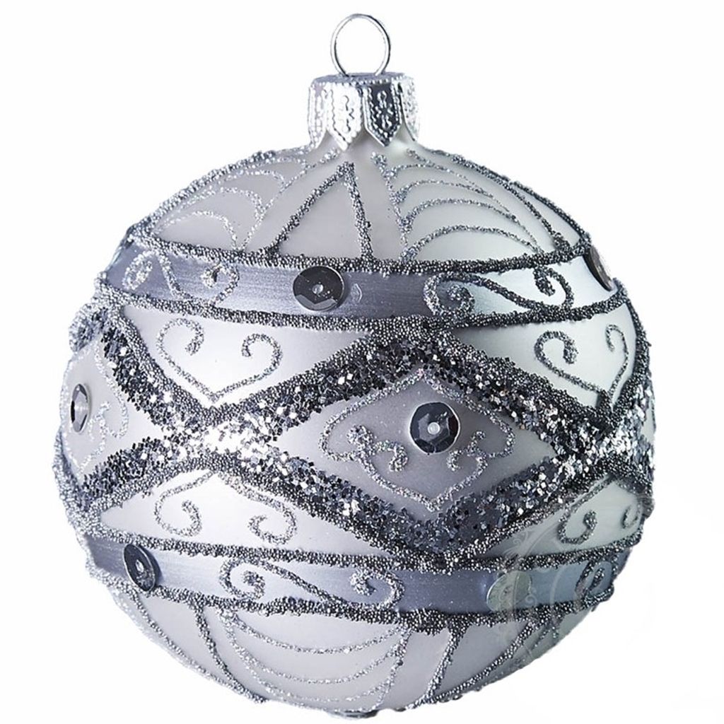 Weihnachtskugel Silber verziert