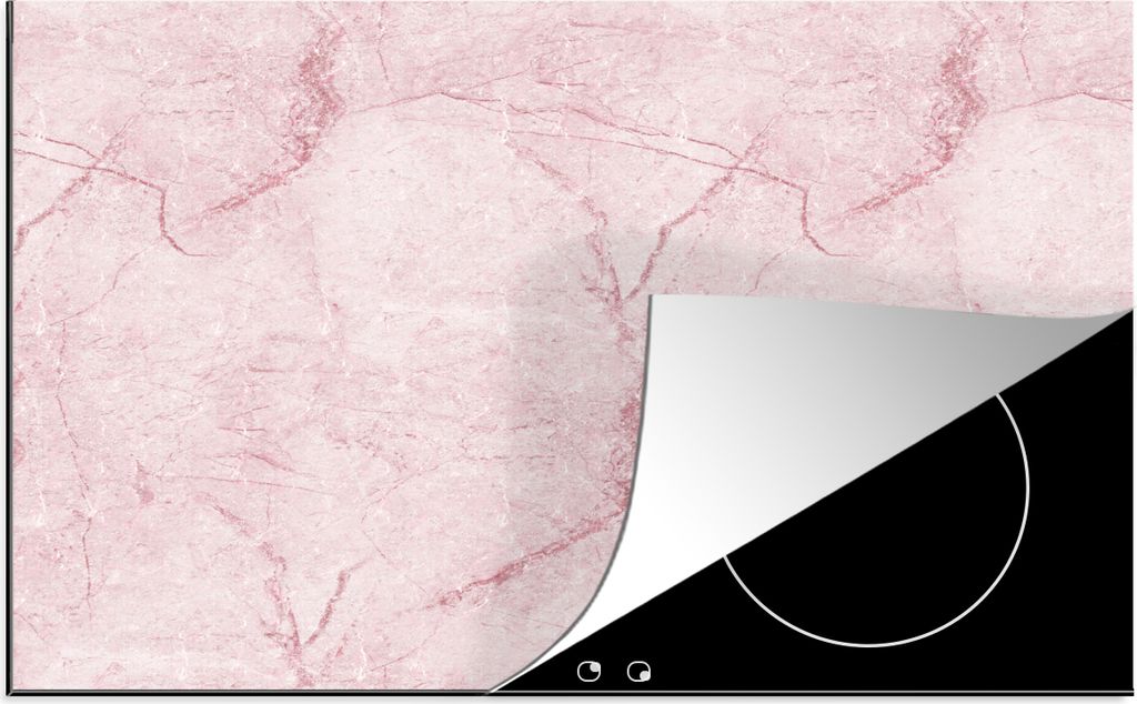 KitchenYeah Herdabdeckplatte Marmor - Rosa - Muster , 91x52cm, Küche Deko, Glaskeramikfeld Herdabdeckung, Abdeckplatte fùr Kochfeld