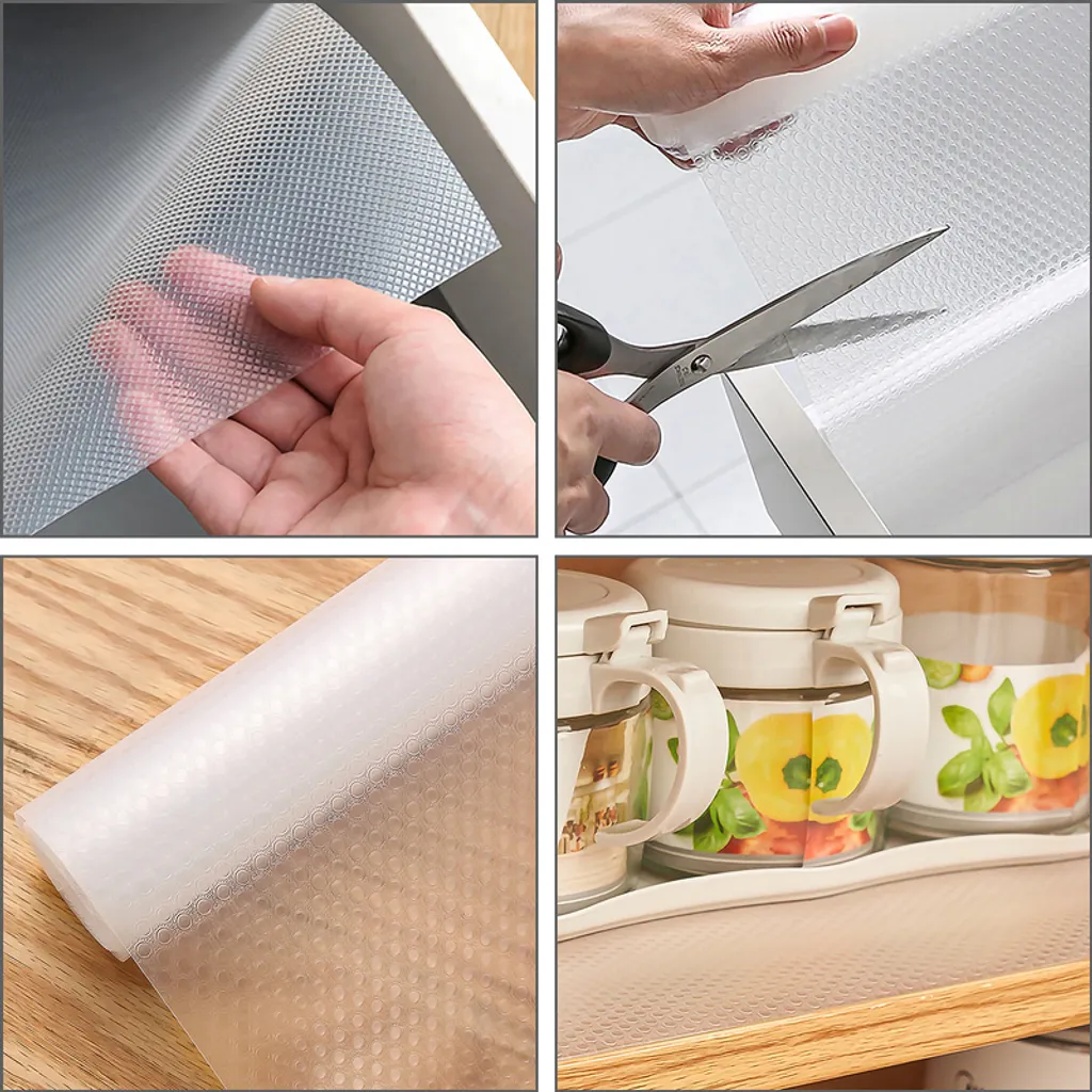 Set Di 3 Tappetini Per Cassetti 50x150 Cm - Antiscivolo, Ritagliabili, In EVA Trasparente - Per Scaffali, Frigorifero, Armadi, Ufficio - Proteggi Da Sporco E Graffi - copertina